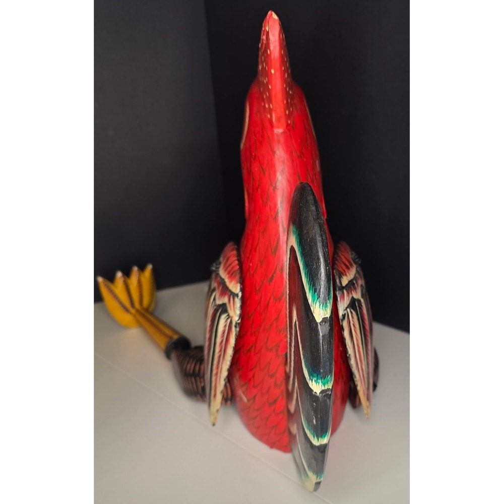 Pier 1 Folk Art Hand Painted Wooden Rooster Shelf Sitter Red Folk Art - Picture 3 of 4